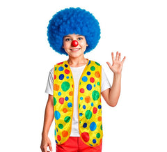 Colete palhaço infantil de bolinhas multicoloridas