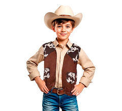Colete de cowboy marrom estampado infantil