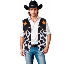 Colete cowboy preto estampado adulto