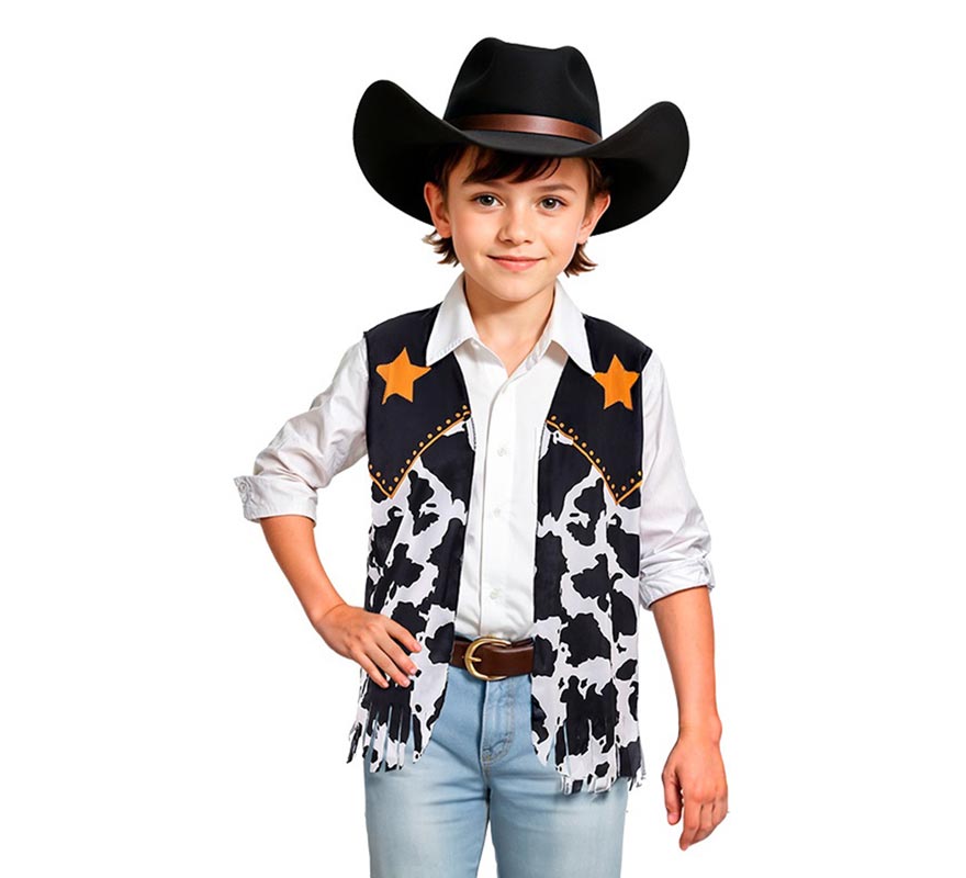 Translation missing: pt-PT.Chaleco de Vaquero negro estampado infantil