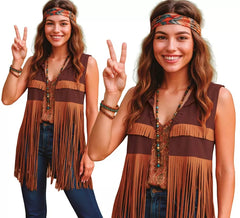 Colete hippie feminino com franjas