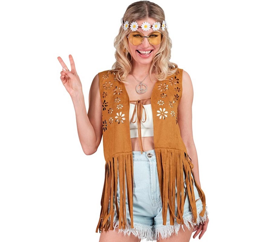 Translation missing: pt-PT.Chaleco Hippie con Flores marrón para mujer