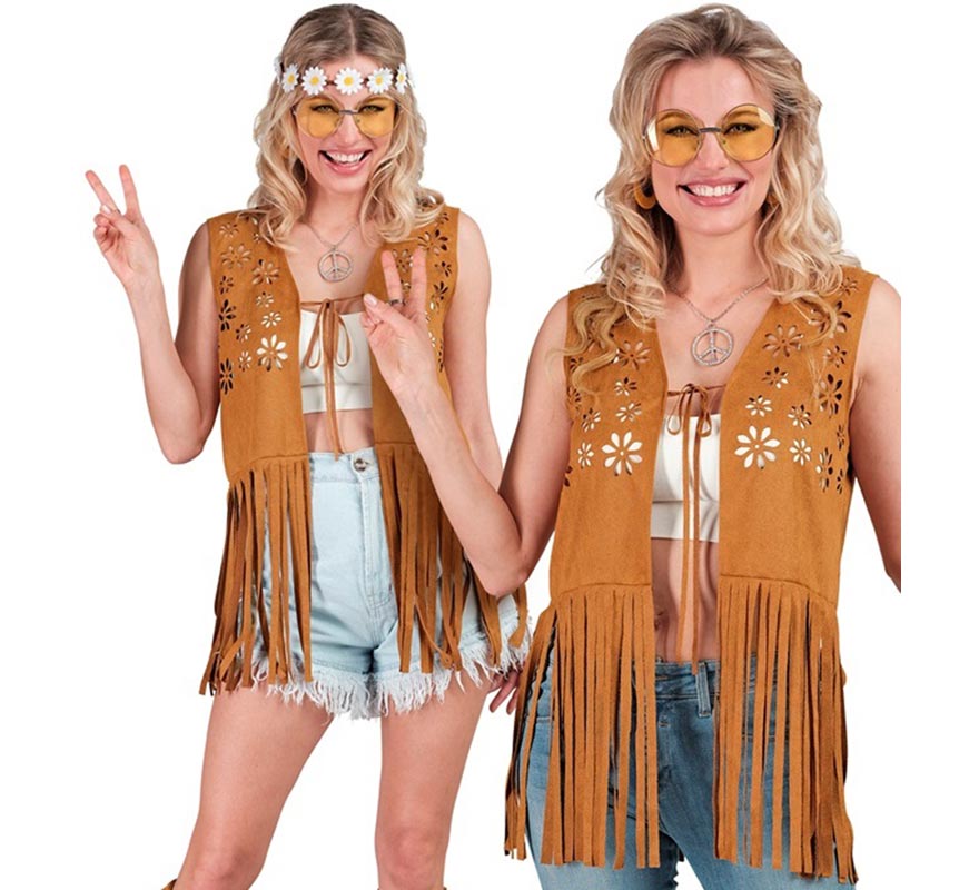Translation missing: pt-PT.Chaleco Hippie con Flores marrón para mujer