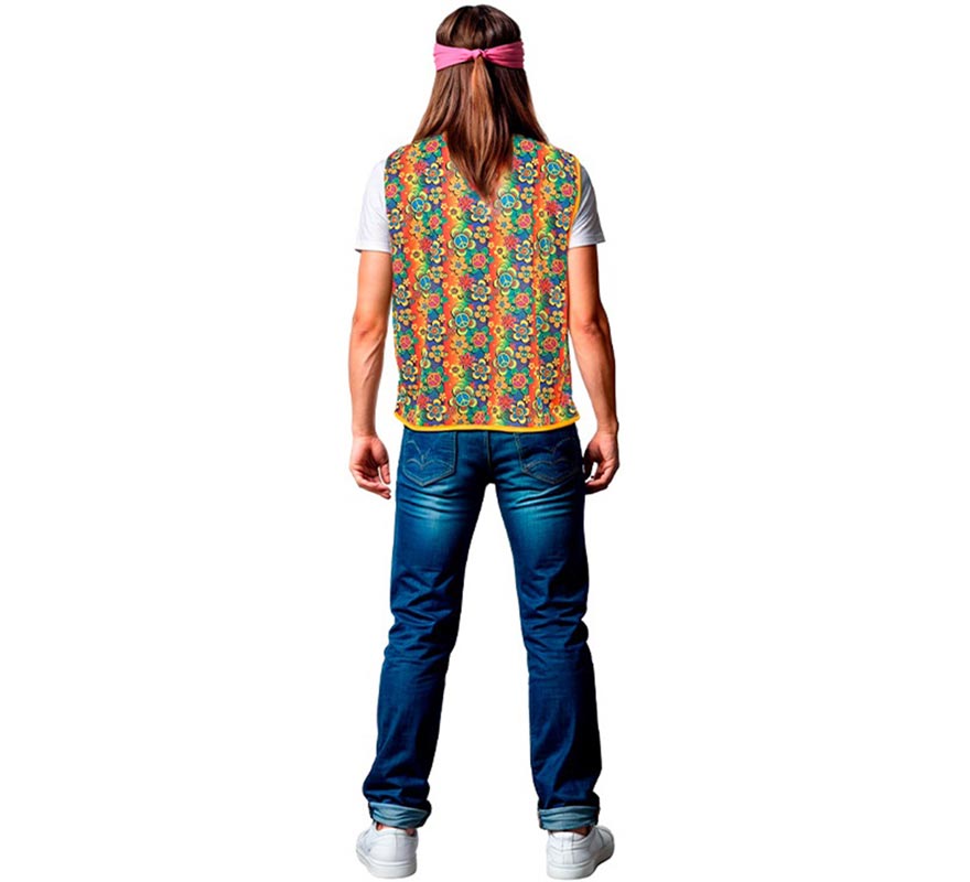 Translation missing: pt-PT.Chaleco Hippie floral naranja adulto