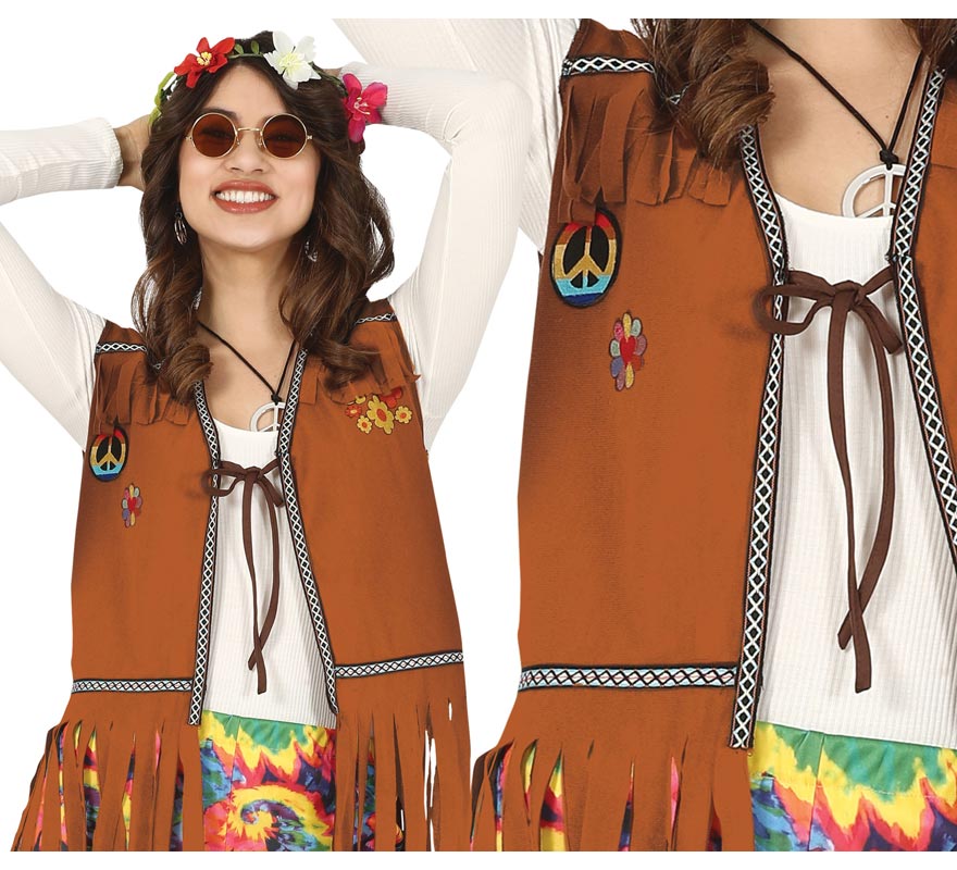 Chaleco Hippie Marrón para Mujer