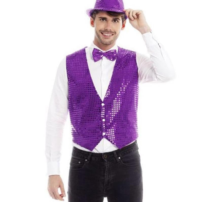 Translation missing: pt-PT.Chaleco Lentejuelas morado para hombre