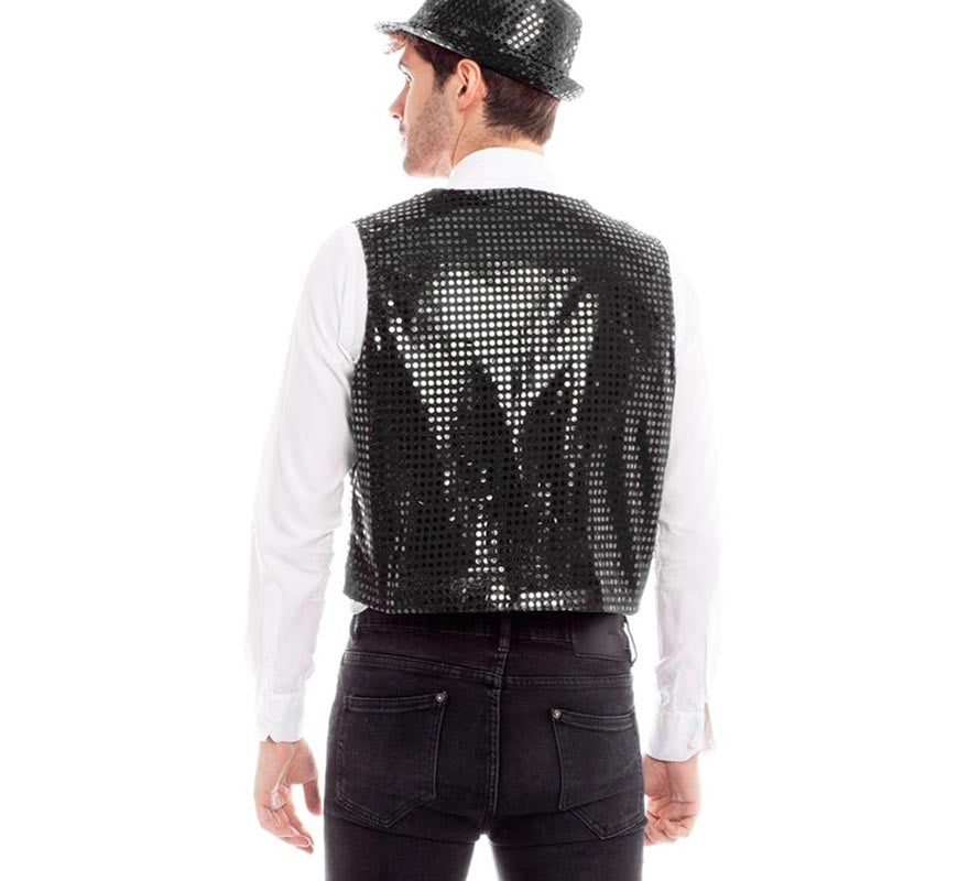 Translation missing: pt-PT.Chaleco Lentejuelas negro elegante para hombre
