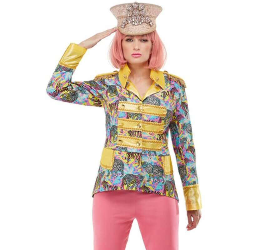 Translation missing: pt-PT.Chaqueta Años 70 Amarilla y Azul con detalles dorados para mujer
