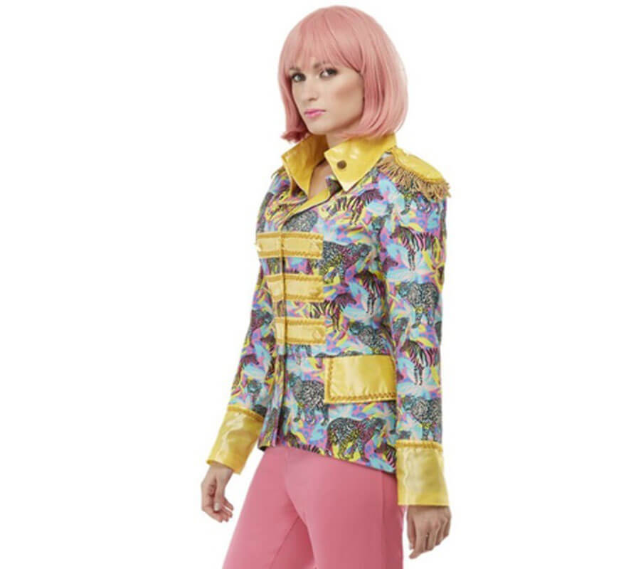 Translation missing: pt-PT.Chaqueta Años 70 Amarilla y Azul con detalles dorados para mujer