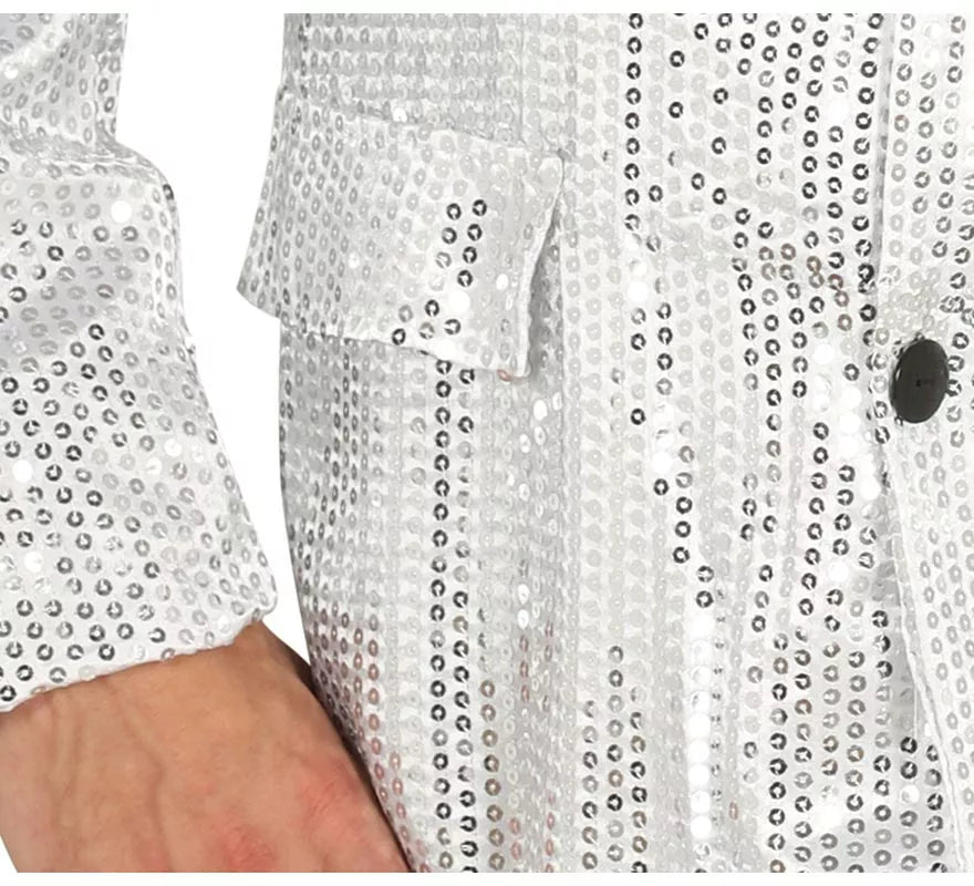 Translation missing: pt-PT.Chaqueta de Lentejuelas Plateada para hombre