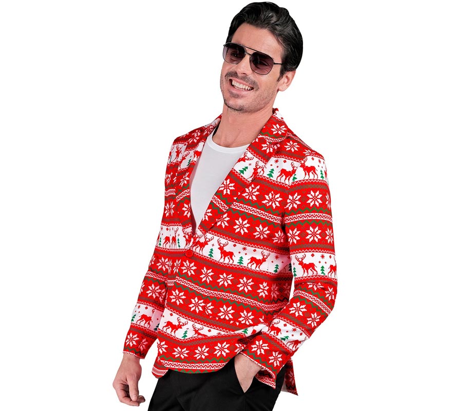 Translation missing: pt-PT.Chaqueta Feliz Navidad rojo y blanco para hombre