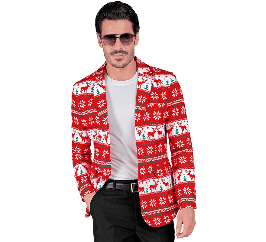 Translation missing: pt-PT.Chaqueta Feliz Navidad rojo y blanco para hombre