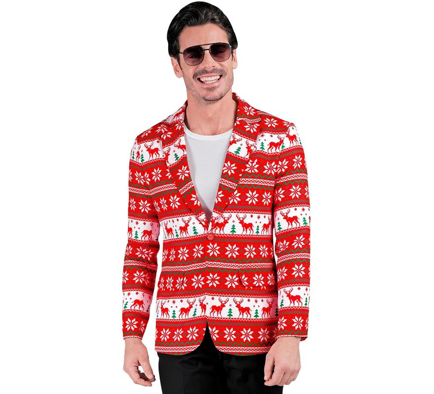 Translation missing: pt-PT.Chaqueta Feliz Navidad rojo y blanco para hombre