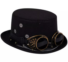 Chapéu steampunk com óculos