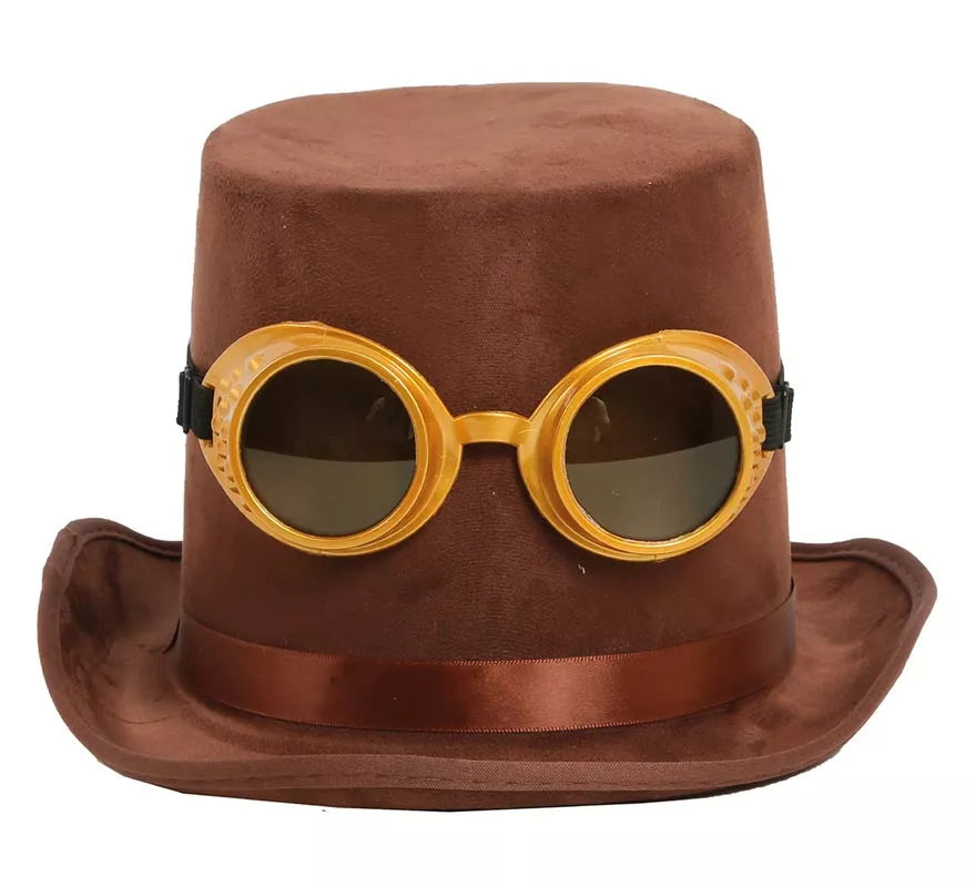 Translation missing: pt-PT.Chistera Steampunk Marrón con Gafas