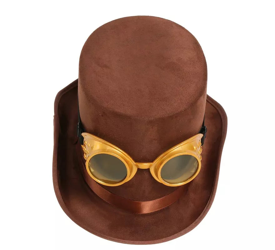 Translation missing: pt-PT.Chistera Steampunk Marrón con Gafas