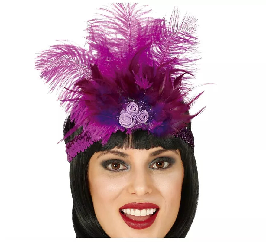Translation missing: pt-PT.Cinta de Lentejuelas Fucsia con Plumas