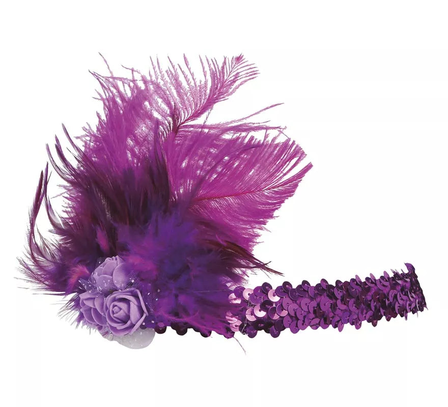 Translation missing: pt-PT.Cinta de Lentejuelas Fucsia con Plumas