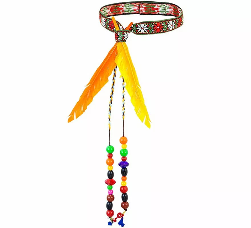 Cinta Hippie con Perlas y Plumas