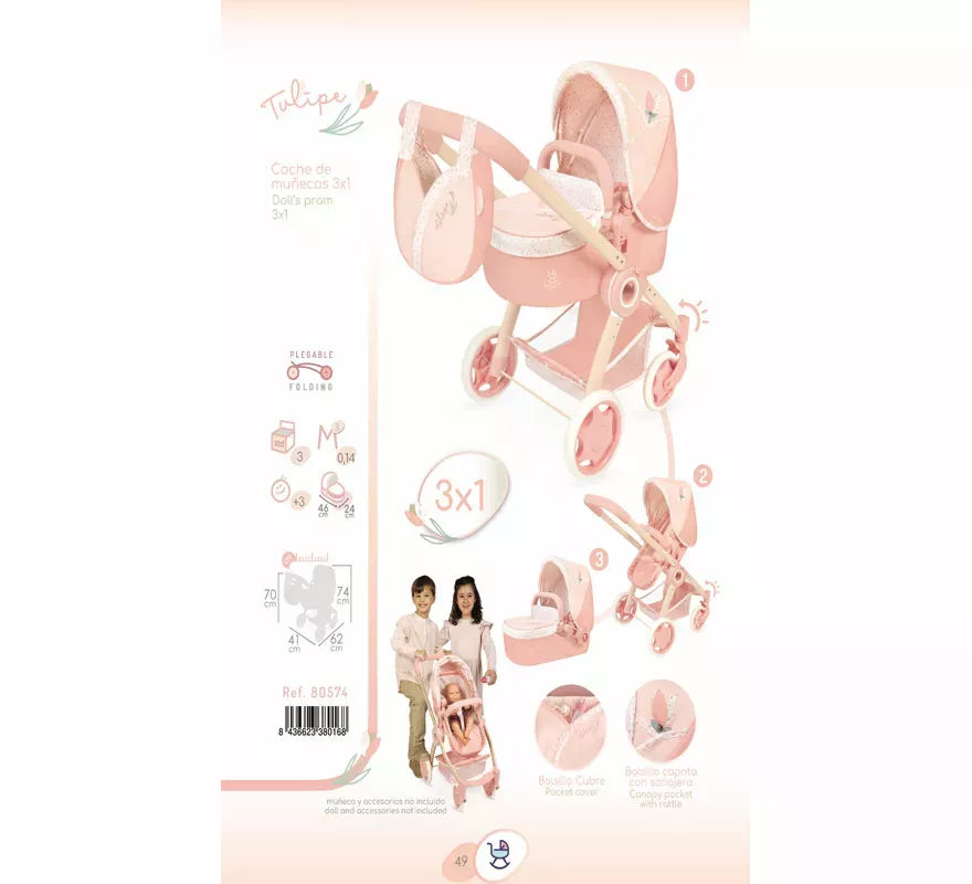 Translation missing: pt-PT.Coche de Muñecas de hasta 48 cm 3 en 1 Plegable con Bolso