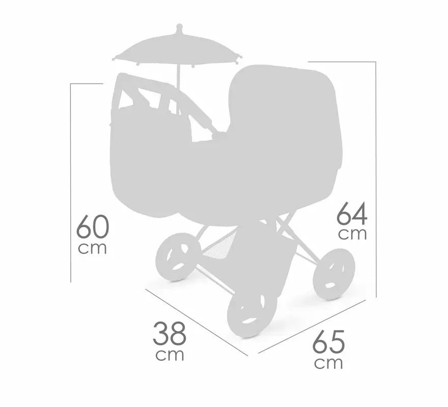 Coche de Muñecas de hasta 48 cm Plegable con Sombrilla y Bolso