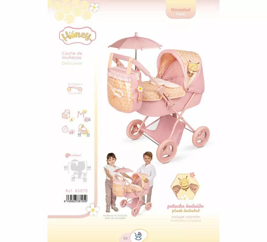 Coche de Muñecas de hasta 48 cm Plegable con Sombrilla y Bolso