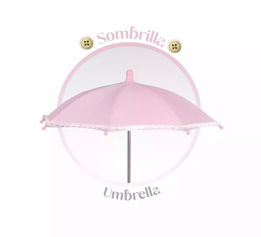 Coche de Muñecas de hasta 48 cm Plegable con Sombrilla y Bolso