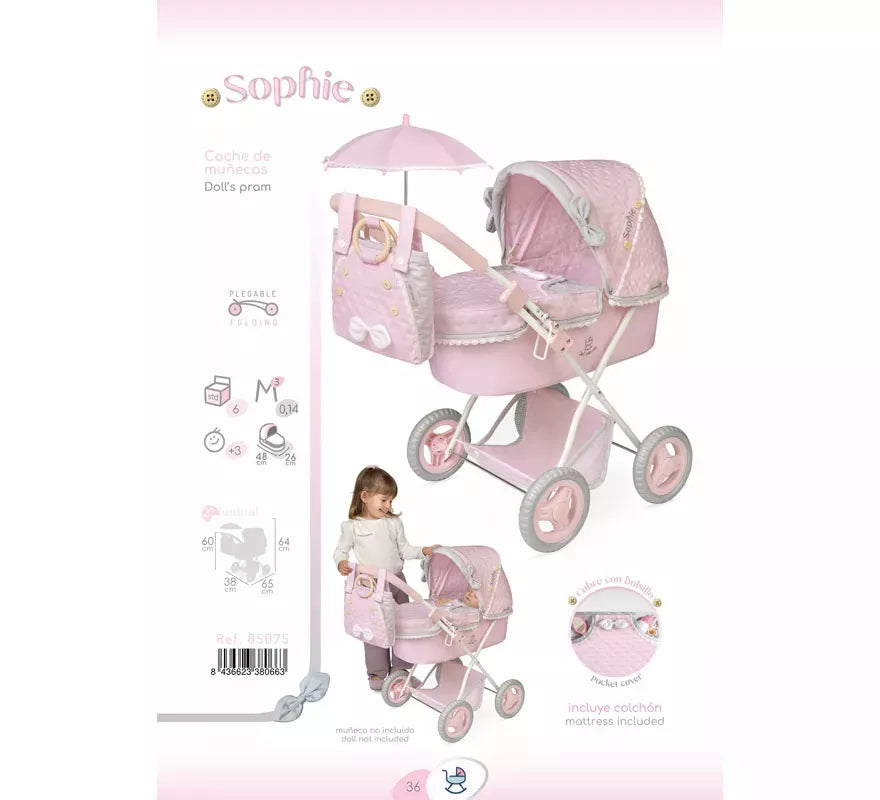 Translation missing: pt-PT.Coche de Muñecas de hasta 48 cm Plegable con Sombrilla y Bolso
