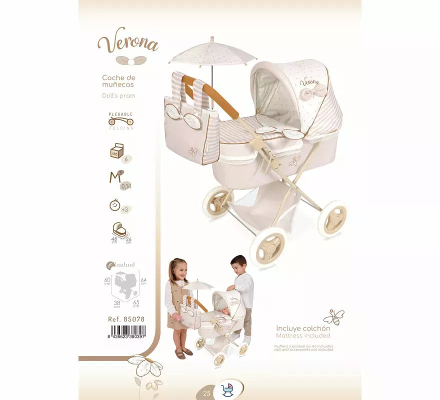 Translation missing: pt-PT.Coche de Muñecas de hasta 48 cm Plegable con Sombrilla y Bolso