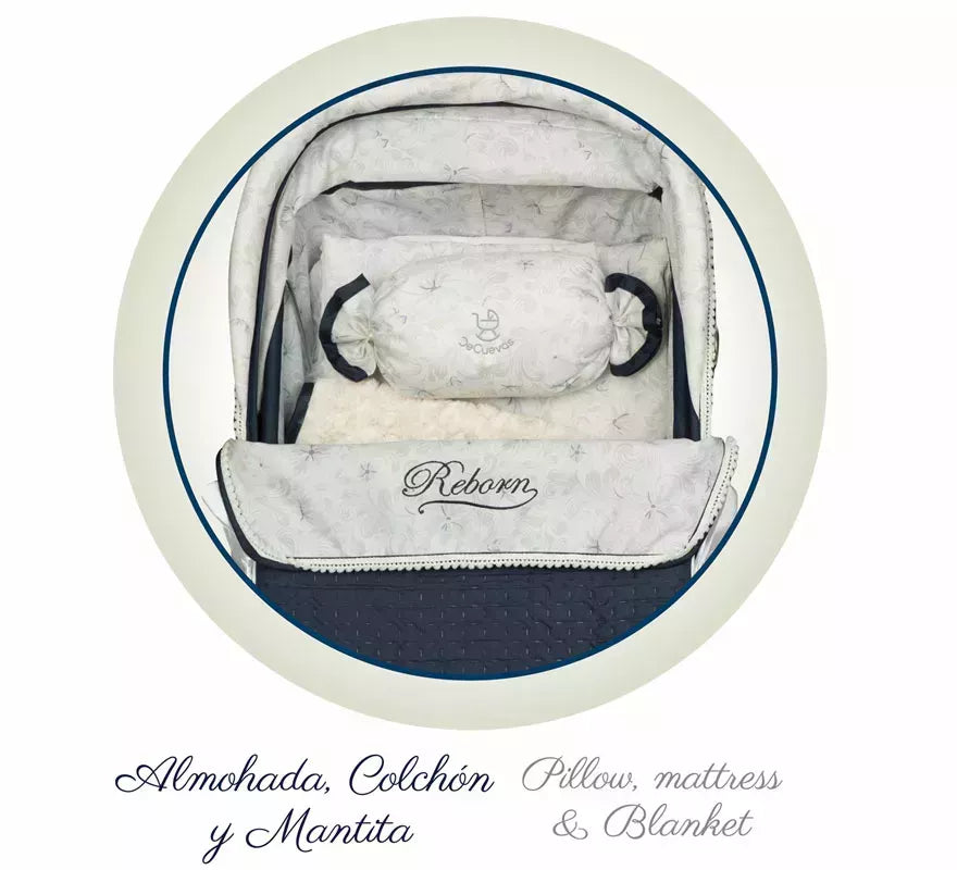 Coche de Reborn de hasta 55 cm Plegable con Sombrilla y Bolso