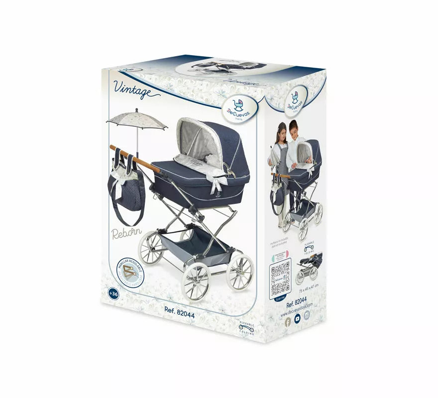 Coche de Reborn de hasta 55 cm Plegable con Sombrilla y Bolso