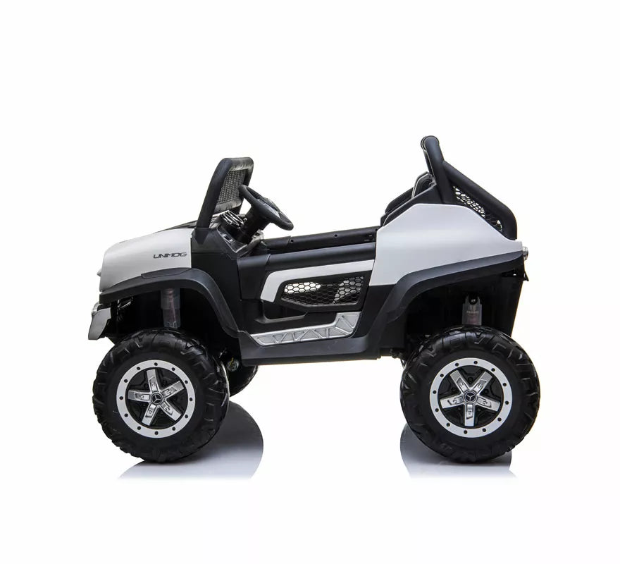 Coche Eléctrico Infantil Mercedes Benz Unimog blanco 12V
