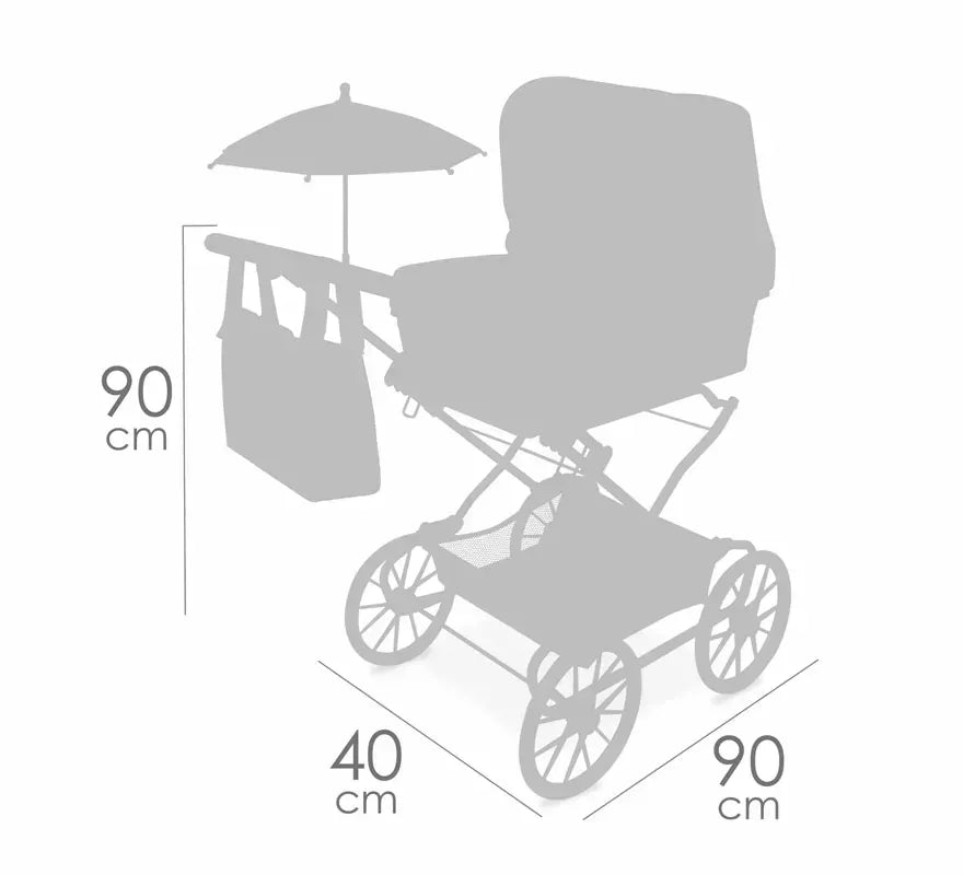 Coche Reborn de hasta 55 cm Plegable con Sombrilla y Bolso