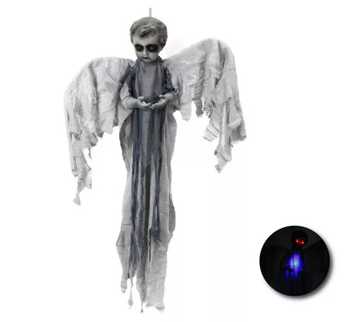 Colgante de Ángel tenebroso con luz, sonido y movimiento de 100 cm