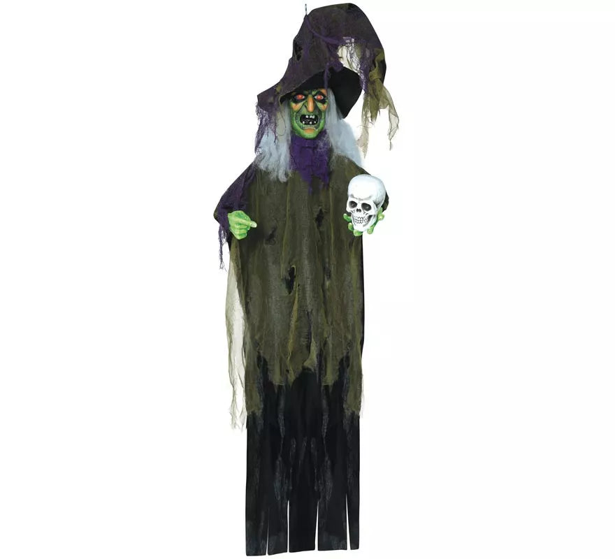 Translation missing: pt-PT.Colgante de Bruja con Calavera con Luz, Sonido y Movimiento 180 cm