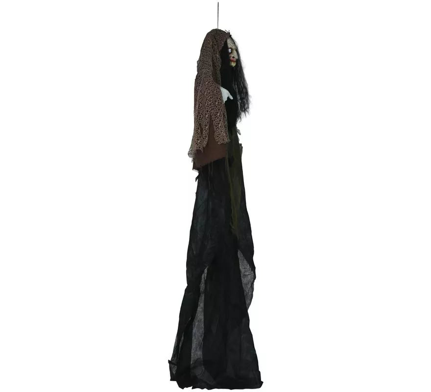 Colgante de Bruja con 'Danger' con Luz, Sonido y Movimiento 180 cm