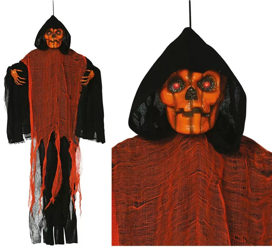 Translation missing: pt-PT.Colgante de Calavera naranja con Luz, Sonido y Movimiento 130 cm