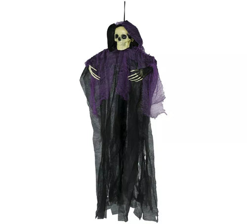 Colgante de Esqueleto Túnica negra y lila de 90 cm
