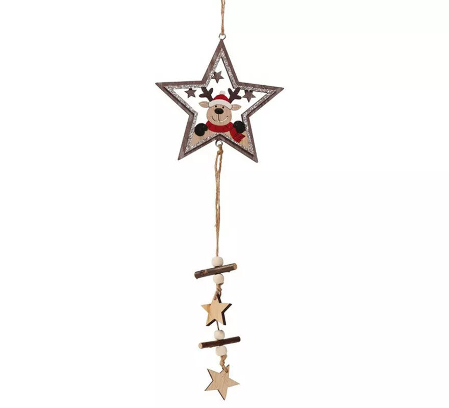 Translation missing: pt-PT.Colgante de Estrellas de Madera de 33 cms