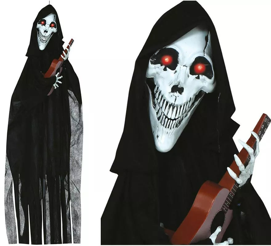 Translation missing: pt-PT.Colgante Esqueleto con Guitarra con Luz, Sonido y Movimiento 120 cm