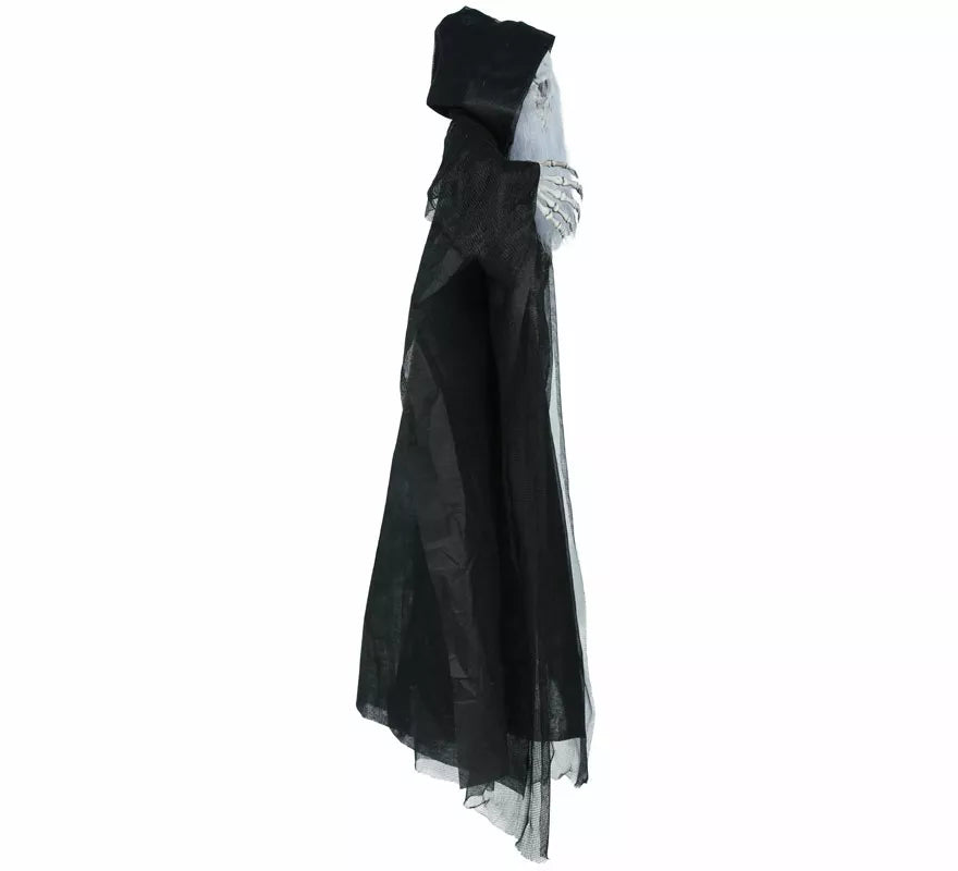 Colgante Esqueleto Pelo blanco con Luz, Sonido y Movimiento de 90 cm