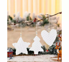 Pingente Estrela, Coração ou Pinheiro Branco, 12x4x12 cm, modelos variados