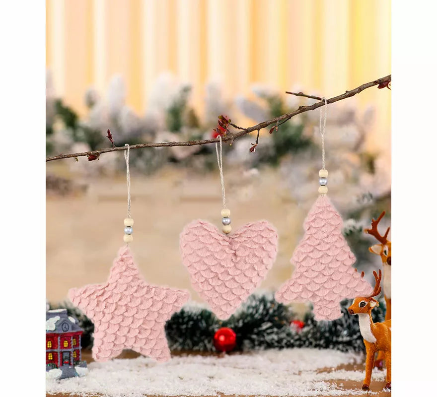 Translation missing: pt-PT.Colgante Estrella, Pino o Corazón Rosa de 12x4x12 cm modelos surtidos