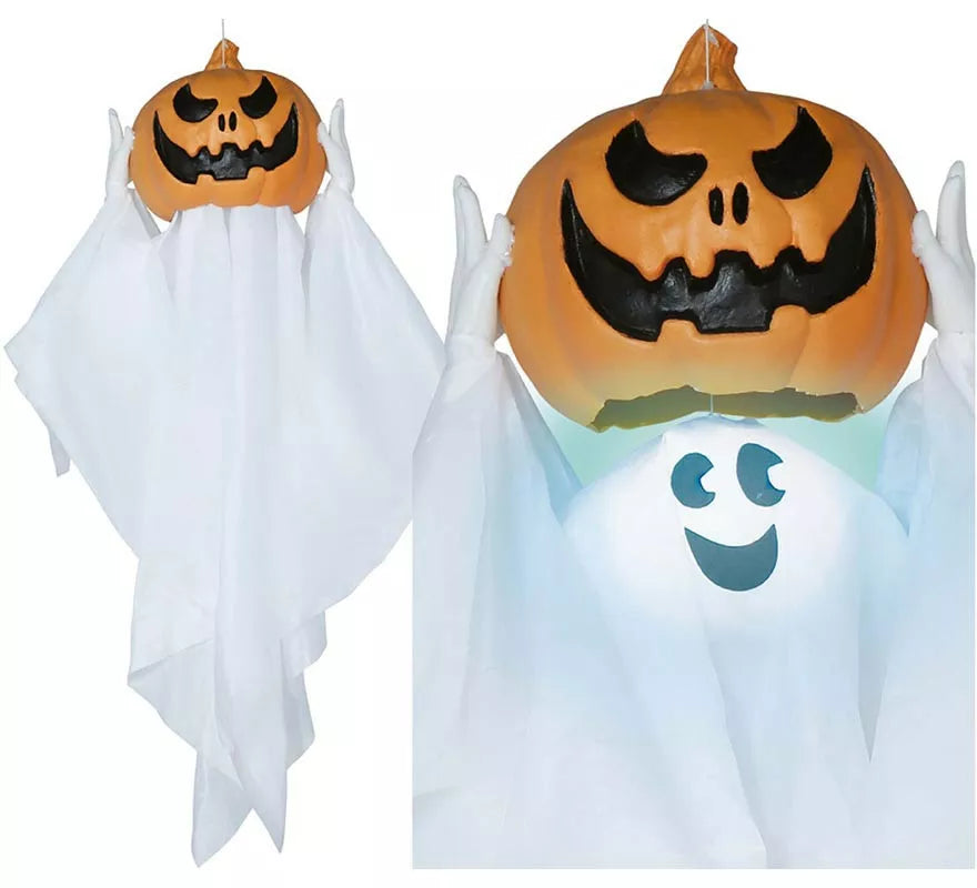 Translation missing: pt-PT.Colgante Fantasma Calabaza con Luz, Sonido y Movimiento 90 cm