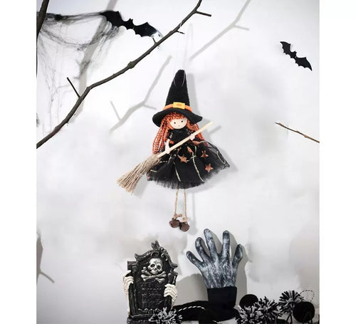Colgante Muñeca Bruja con Escoba 20 cm