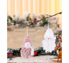 Conjunto de pingentes de boneco de neve peludo de 9 cm