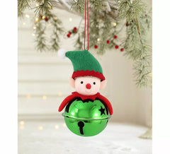 Enfeite de Natal de sino de elfo verde de 11 cm