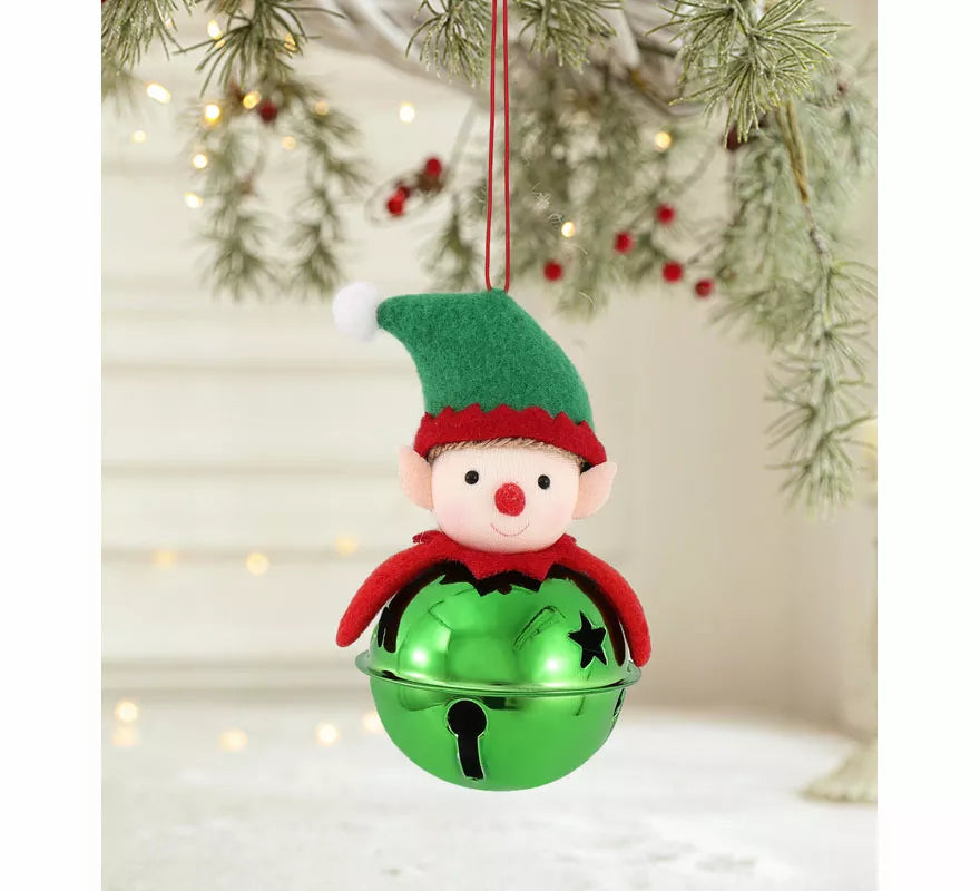 Translation missing: pt-PT.Colgante Navideño de Campana Elfo verde de 11 cm
