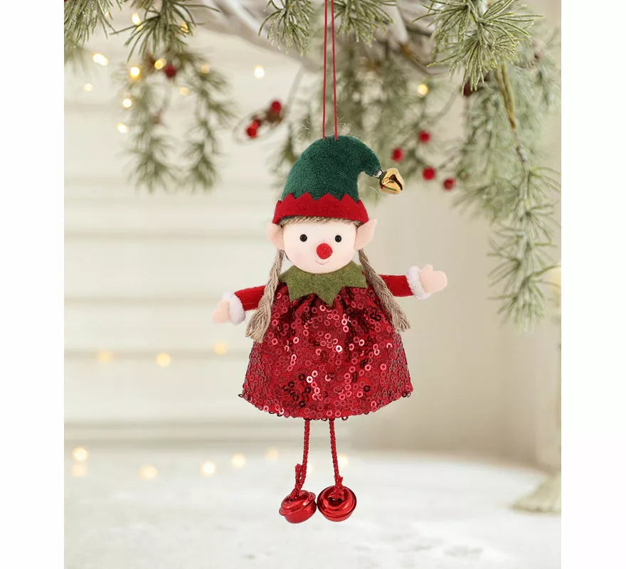 Translation missing: pt-PT.Colgante Navideño de Elfa con Lentejuelas de 16 cm