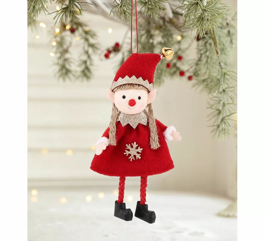 Translation missing: pt-PT.Colgante Navideño de Elfa roja de 16 cm